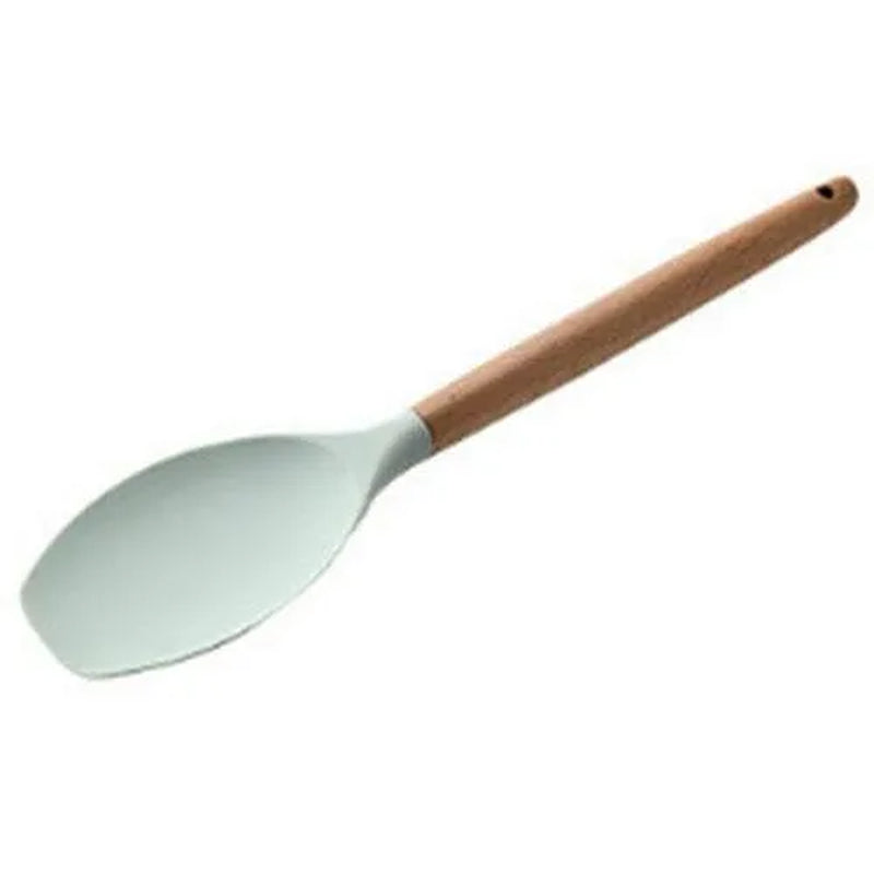 Silicone Kitchenware Set with Wooden Handle Nonstick Spoon Scoop Spatula Tongs Utensilios De Cocina Kitchen Utensils Tool