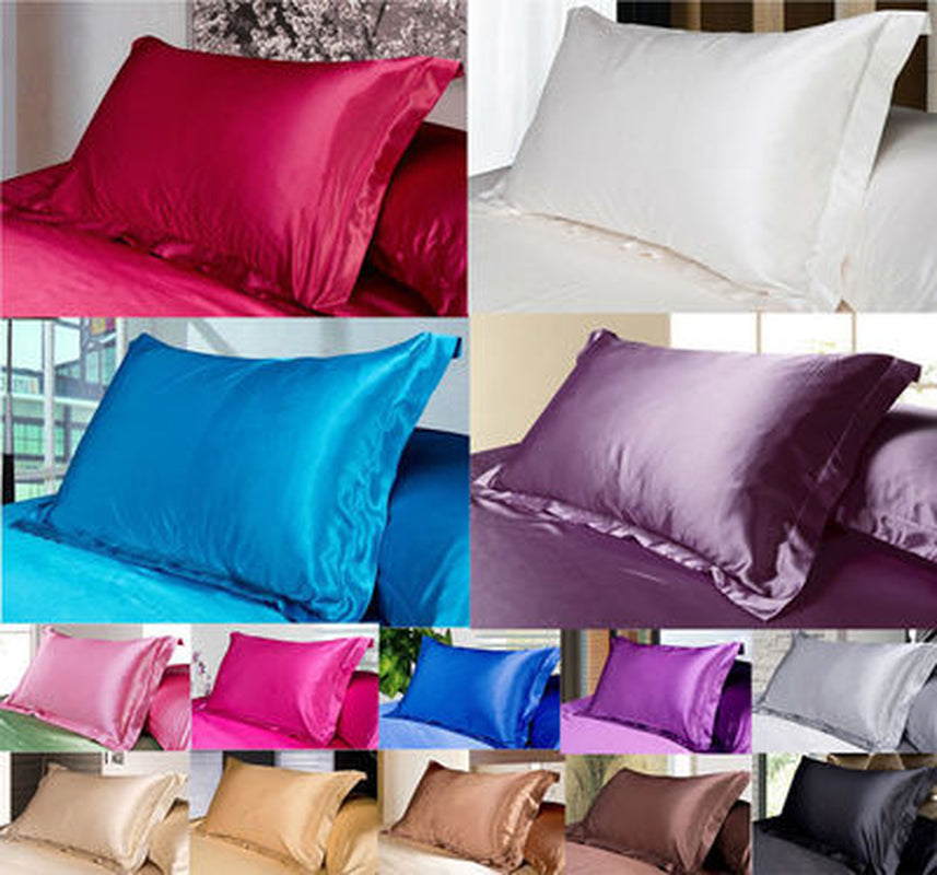 Pure Color Silk Single Pillow Case