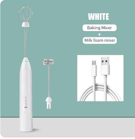 Electric Egg 2 in 1 Beater Whisk Coffee Mixer USB Rechargeable Double Head Milk Frothers Baking Stirrer Kitchen Tools Gadgets