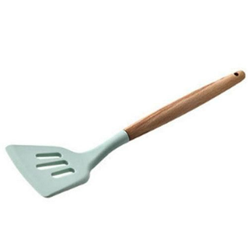 Silicone Kitchenware Set with Wooden Handle Nonstick Spoon Scoop Spatula Tongs Utensilios De Cocina Kitchen Utensils Tool