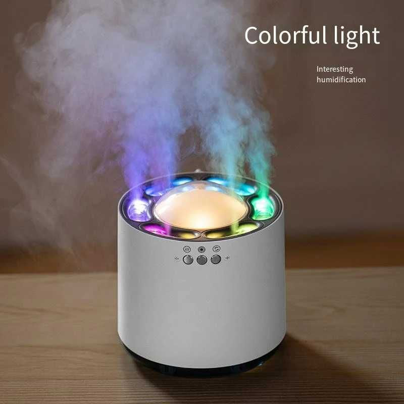 Humidifiers Household Air Humidifier Purifier LED Seven Color Ambient Light Decoration Bedroom Office Car Flame Aroma Diffuser 900ML Y240628