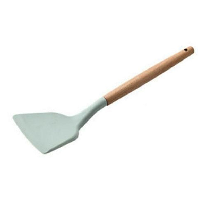 Silicone Kitchenware Set with Wooden Handle Nonstick Spoon Scoop Spatula Tongs Utensilios De Cocina Kitchen Utensils Tool