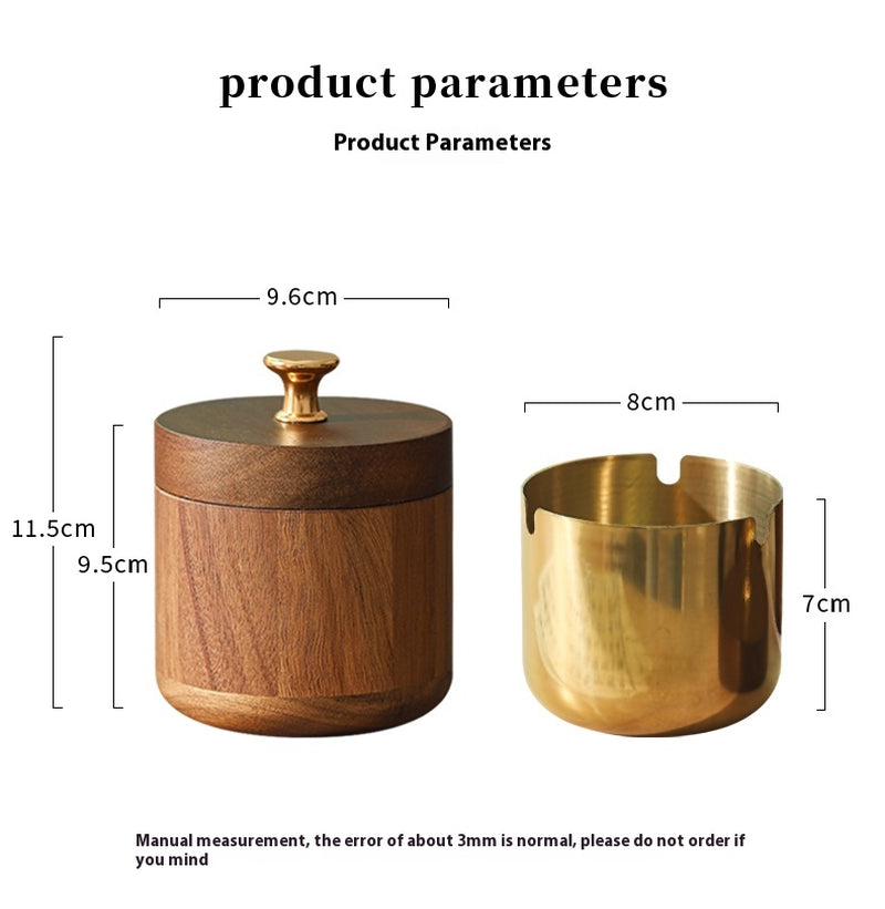 New Chinese Style Ashtray with Cover Solid Wood