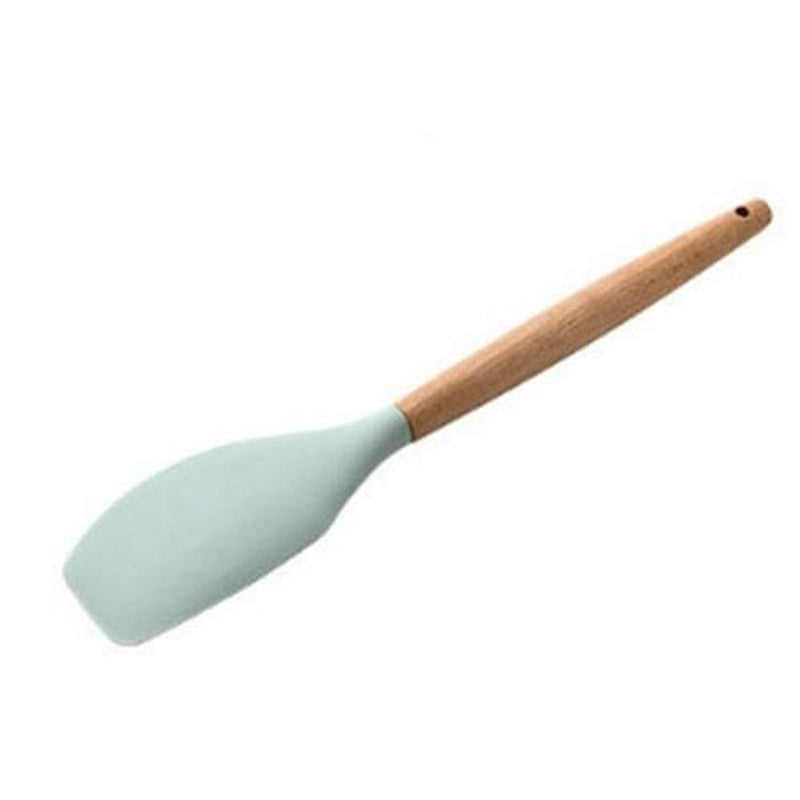 Silicone Kitchenware Set with Wooden Handle Nonstick Spoon Scoop Spatula Tongs Utensilios De Cocina Kitchen Utensils Tool
