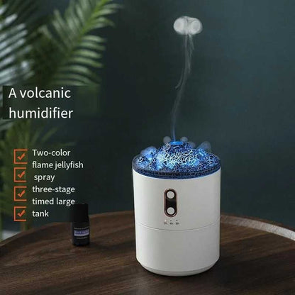 Humidifiers Household Air Humidifier Purifier LED Seven Color Ambient Light Decoration Bedroom Office Car Flame Aroma Diffuser 900ML Y240628