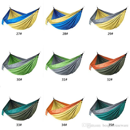 44 Colors 106*55 Inch Outdoor Parachute Hammock Tent Foldable Camping Swing Hanging Bed Nylon Cloth Hammocks Swing Bed with Ropes Carabiners