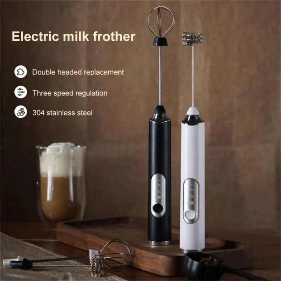 Electric Egg 2 in 1 Beater Whisk Coffee Mixer USB Rechargeable Double Head Milk Frothers Baking Stirrer Kitchen Tools Gadgets