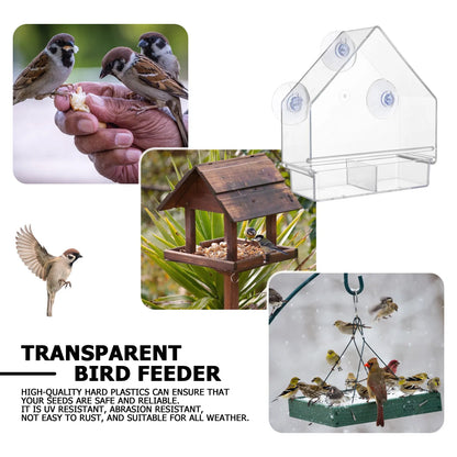 Window Bird Feeder House Shape Weather Proof Transparent Suction Cup Outdoor Birdfeeders Hanging Birdhouse for outside Garden