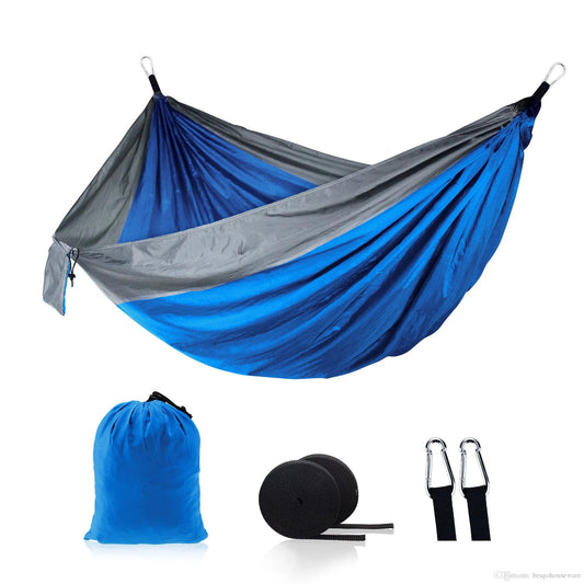 44 Colors 106*55 Inch Outdoor Parachute Hammock Tent Foldable Camping Swing Hanging Bed Nylon Cloth Hammocks Swing Bed with Ropes Carabiners