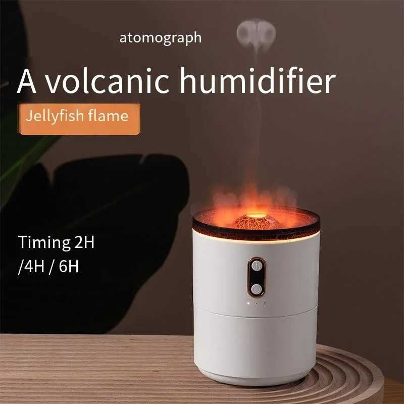 Humidifiers Household Air Humidifier Purifier LED Seven Color Ambient Light Decoration Bedroom Office Car Flame Aroma Diffuser 900ML Y240628