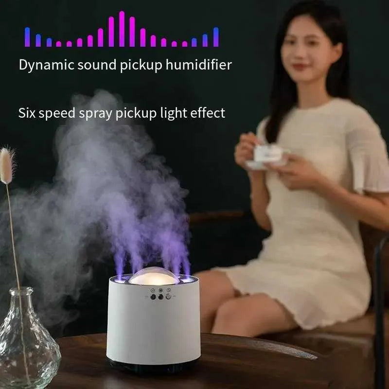 Humidifiers Household Air Humidifier Purifier LED Seven Color Ambient Light Decoration Bedroom Office Car Flame Aroma Diffuser 900ML Y240628