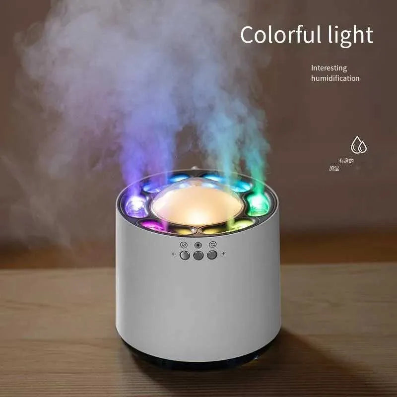 Humidifiers Household Air Humidifier Purifier LED Seven Color Ambient Light Decoration Bedroom Office Car Flame Aroma Diffuser 900ML Y240628