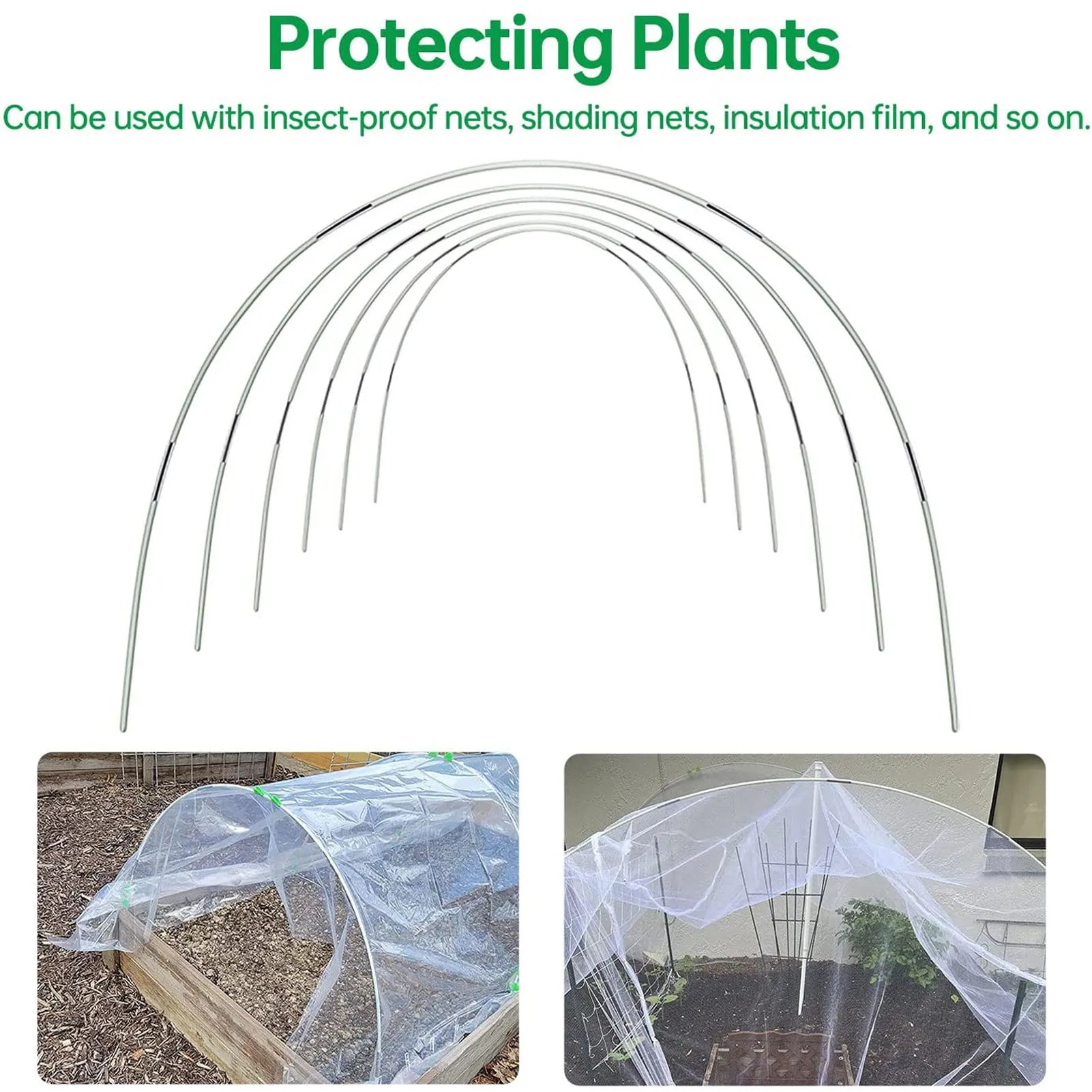 30Pcs Garden Hoops for Netting Tunnel, Garden Hoops Greenhouse Frame Flexible Tunnel Arch Crop Protection Hoops for Raised Beds