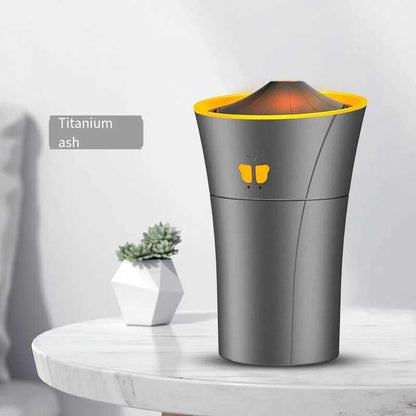 Humidifiers Household Air Humidifier Purifier LED Seven Color Ambient Light Decoration Bedroom Office Car Flame Aroma Diffuser 900ML Y240628