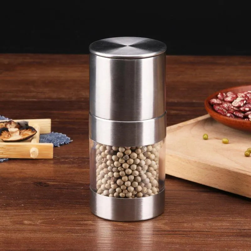 Manual Pepper Mill Salt Shakers One-Handed Pepper Grinder Stainless Steel Spice Sauce Grinders Stick Kitchen Tools