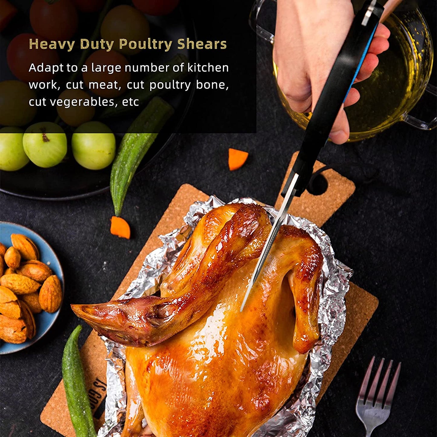 Kitchen Scissors Cookit Kitchen Shears Heavy Duty Stainless Steel Chef Shears Utility Come Apart Food Shears for Chicken Poultry Fish Meat Vegetables