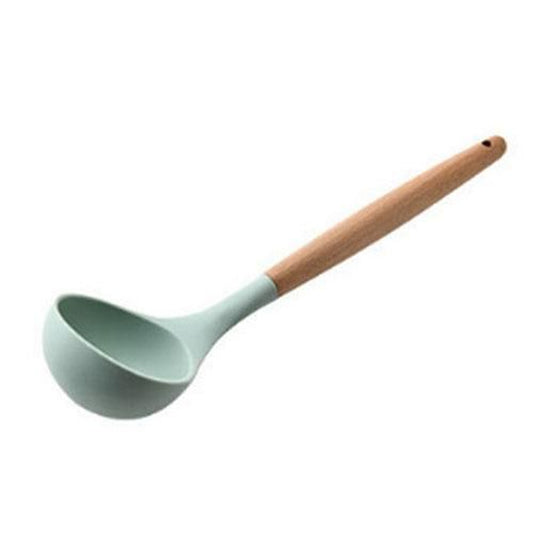 Silicone Kitchenware Set with Wooden Handle Nonstick Spoon Scoop Spatula Tongs Utensilios De Cocina Kitchen Utensils Tool